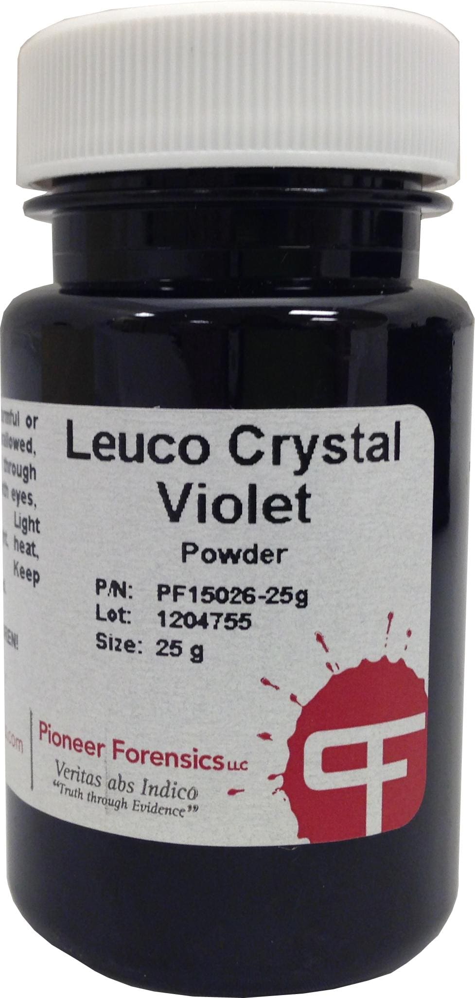 Leucocrystal Violet reacts with the heme-group in blood to give a violet color.