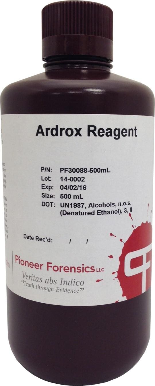 Ardrox is a fluorescent liquid dye, which works well with lasers, forensic light sources and UV lamps.