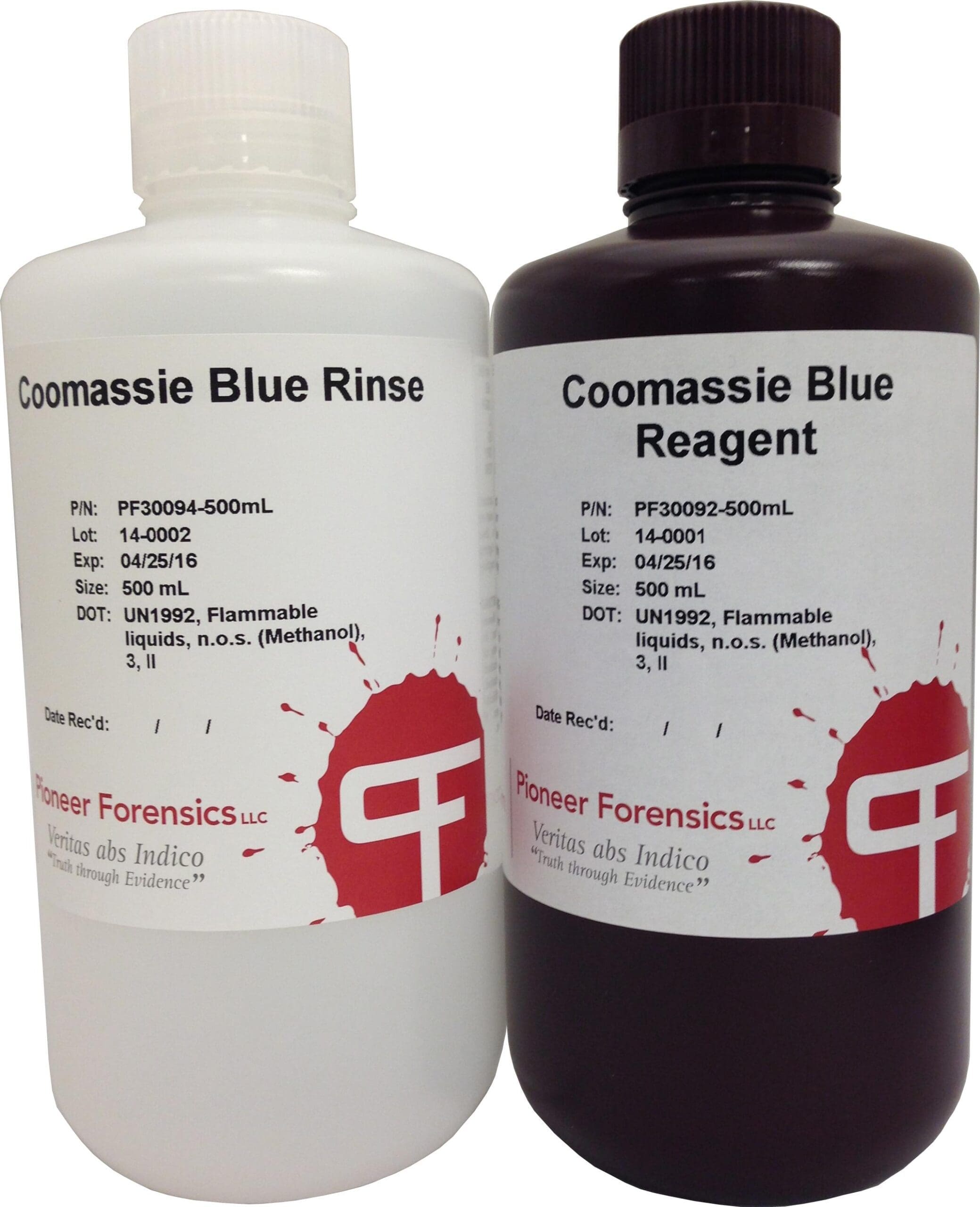 Coomassie Blue is a traditional protein stain used for enhancement of bloody prints.